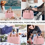 HOMESPON Insulated Lunch Bag Pink Women Men 27x21x15 cm Front Pocket view 8