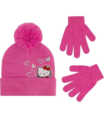 Amazon.com: Hello Kitty Beanie Hat and Gloves Set, Girls  display picture 1