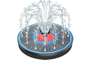 Yzert Solar Fountain with Pink Flower,Solar Bird Bath Fountains No Battery Glass Solar Panel,Solar Water Pump Fountain for Bird Bath Garden Small Ponds Outdoor Décor(Blue)