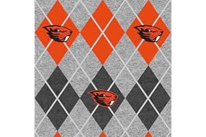 SYKEL ENTERPRISES Oregon State Beavers Fleece Blanket Fabric with Argyle Design on Heather Ground-Sold by The Yard Argyle Fleece Fabric-Fleece Blanket Fabric