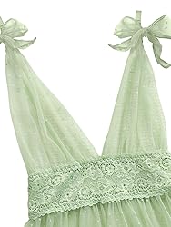 Lilosy Sexy Polka Dots Mesh Sheer Babydoll Chemise