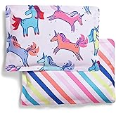 Cool Coolers by Fit & Fresh 2 Pack Soft Ice, Flexible Stretch Nylon Reusable Ice Packs for Lunch Boxes & Coolers, Unicorn Stripe