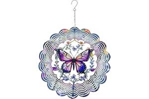 3D Purple Butterfly Wind Spinner, Decorative Outdoor Decor, Hanging Garden Sculpture for Patio, Yard, and as Birthday Gifts f