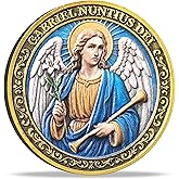 Strugglejewelry Angel Gabriel Challenge Coin - Spiritual Protection & Divine Guidance Token with Prayer - Religious Archangel Gabriel Coin for Faith, Wisdom, and Strength