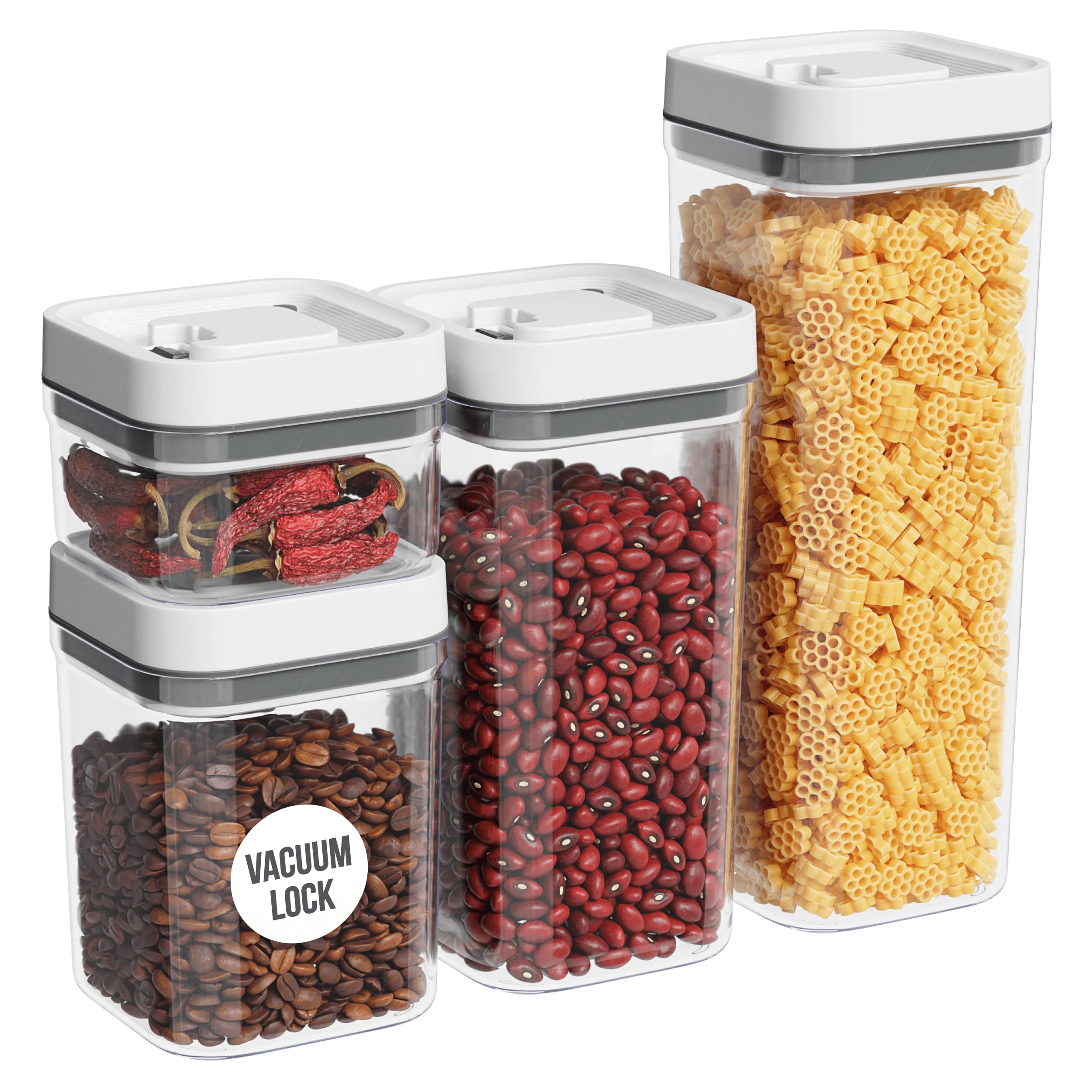 Photo 1 of Fontaines 4-Pack Pump-Lock Square Food Storage Container Set - Pump Vacuums Air with Locking Lid for Airtight, Leakproof Seal to Keep Food Fresh - BPA-Free, Pantry, Dishwasher, Fridge & Freezer-Safe