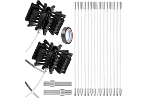 YISNDYA Chimney Sweep Kit Chimney Brush Chimney Cleaning Kit, 20FT Dryer Vent Cleaner Kit Duct Cleaning Tools, Dryer Vent Cleaning Kit Fireplace Chimney Brushes (15pcs Flexible Rods, 2pcs 6'' Brush Heads)