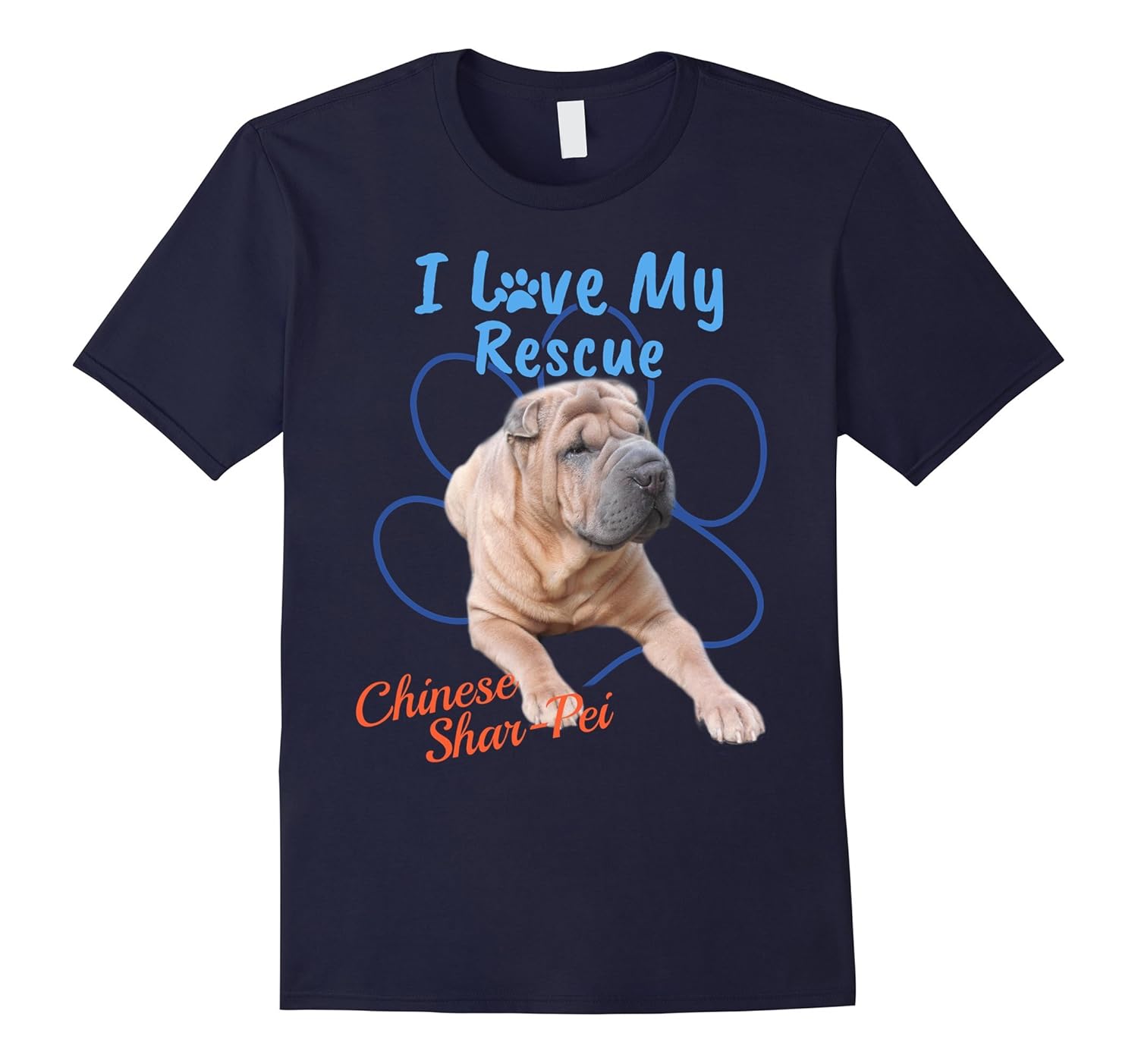 I Love My Rescue Chinese Shar-Pei Cool Adopted Dog T-Shirt-ANZ