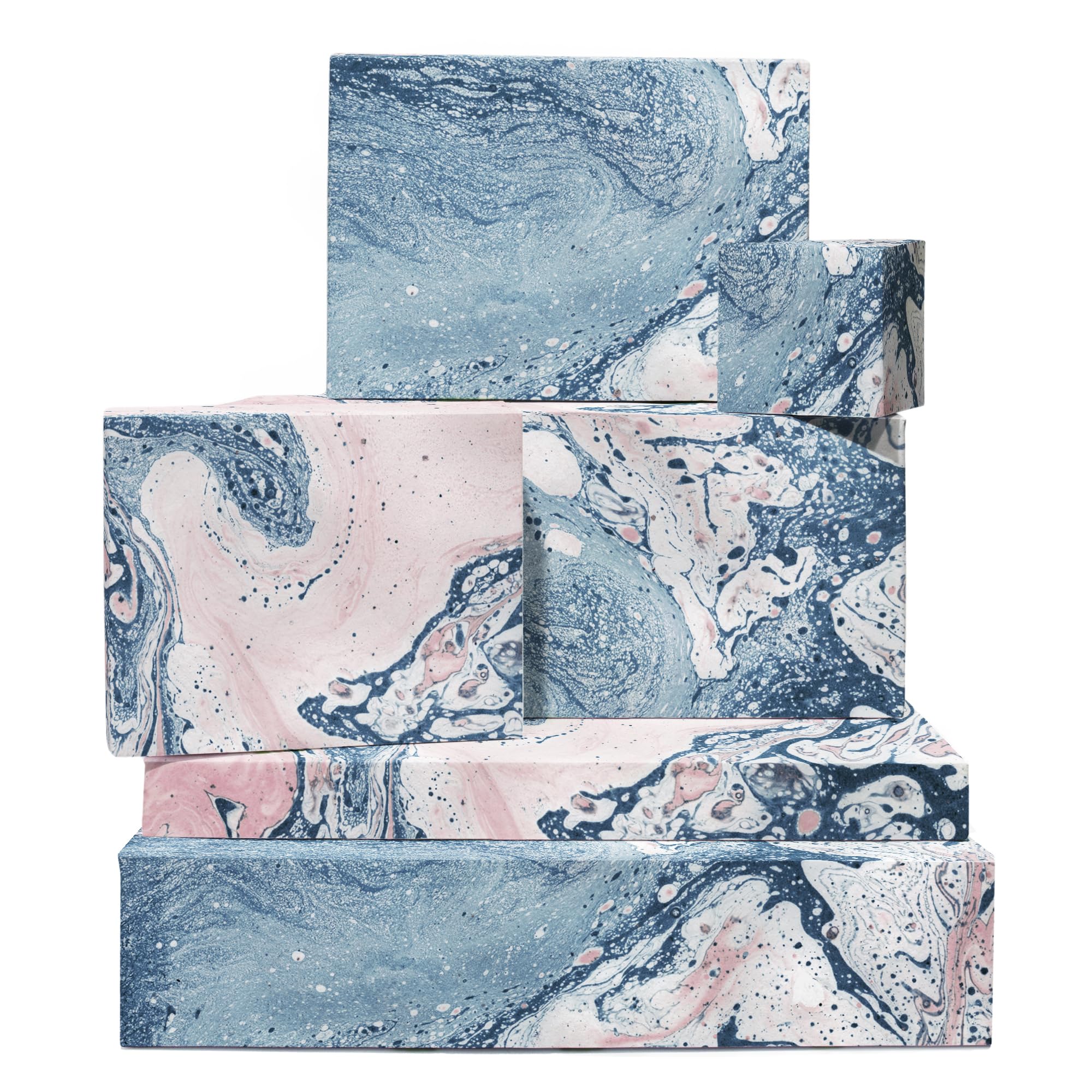 Central 23 - Marble Wrapping Paper - 6 Sheets of Pink and Blue Gift Wrap - For Women Girls Teenagers - Recyclable