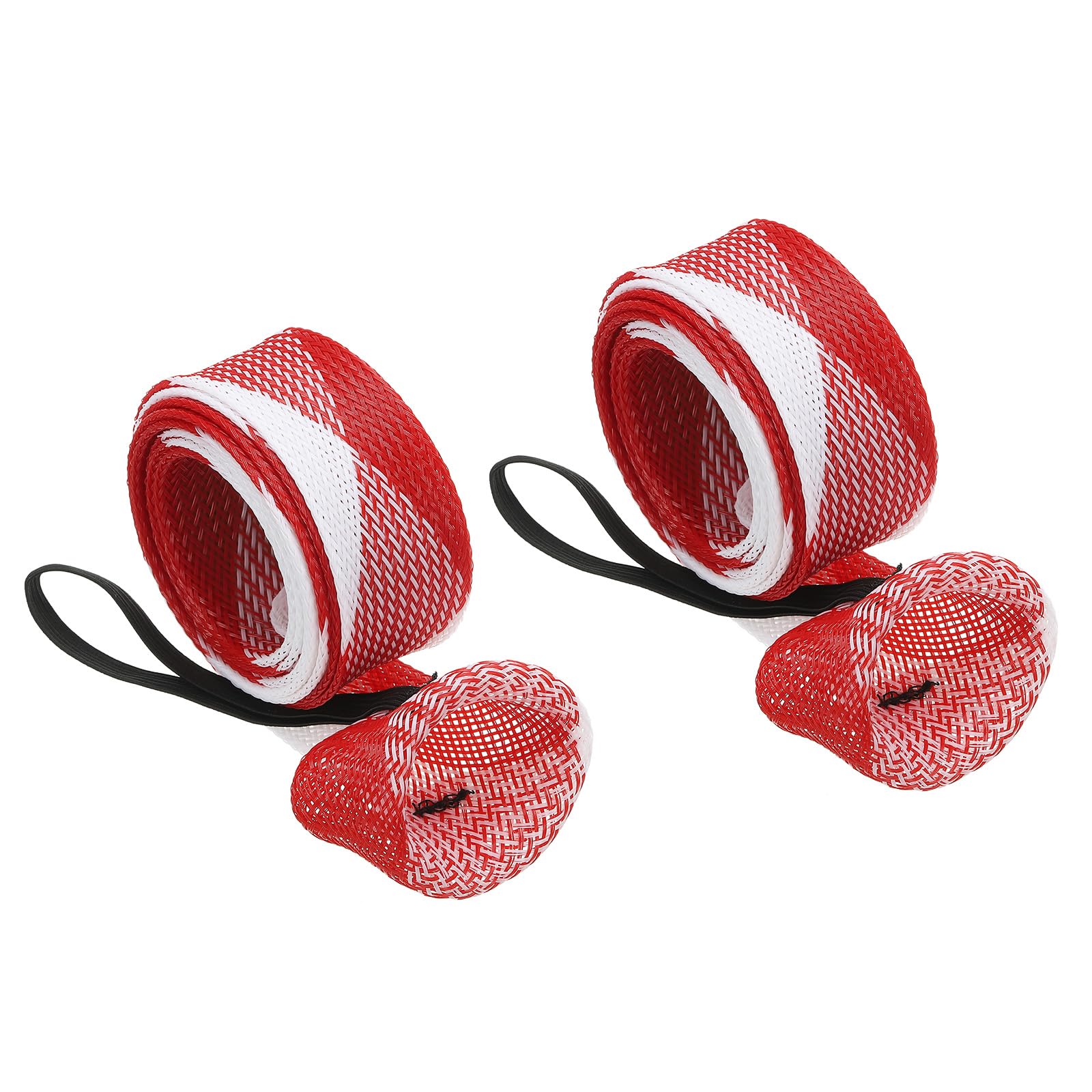 PATIKIL 67 Inch Rod Sock, 2 Pcs Fishing Rod Sleeve Cover Braided Mesh Pole Protector Gloves Fishing Tools Pointed End for Spinning Fishing Rod Fly Rod Ice Rod Casting Rod, Red White