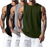 Huukeay 3 Pack Men's Big & Tall Sleeveless Muscle Shirts, Gym Tank Tops Moisture Wicking Slim Fit Workout Tees