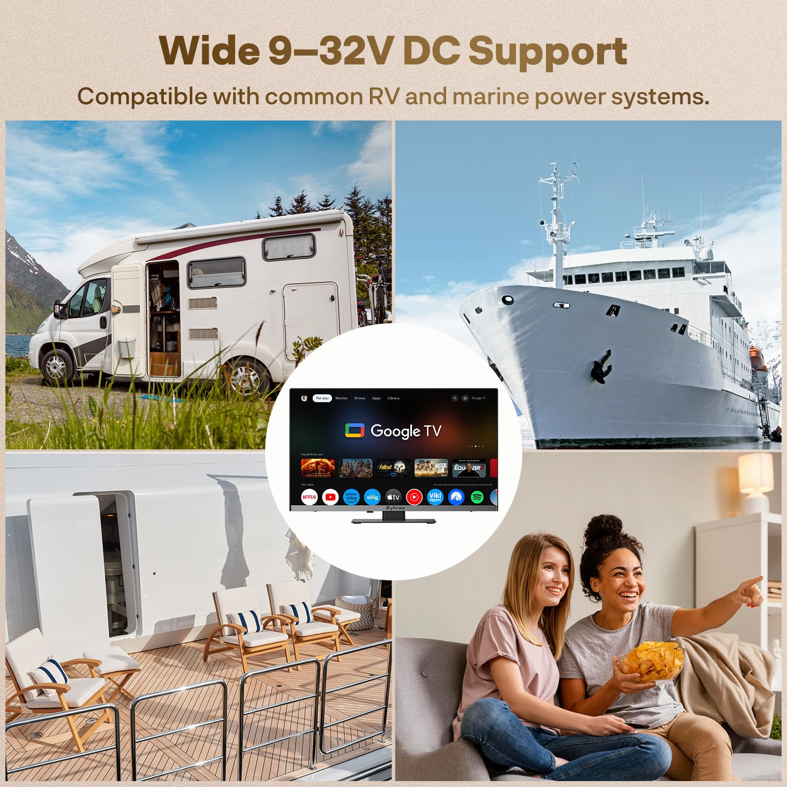 Mua SYLVOX RV TV, 12V QLED TV with DVD Player Built-in, 22 Inch Smart ...