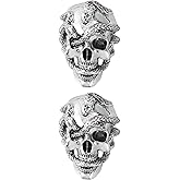 2Pcs Gothic Skull and Snake Brooch, Vintage Lapel Pins for Backpack Hat Bag Jacket Coat, Unique Cool Jewelry Gifts for Men and Women