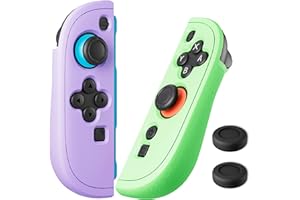 FUNDIARY Purple+Green Grip Cover Compatible with Switch 2 Controller, Silicone Grip Accessories Bundle for Switch 2 Controllers with Ergonomic and Anti-Slip Design Controller Case and 2 Thumb Caps