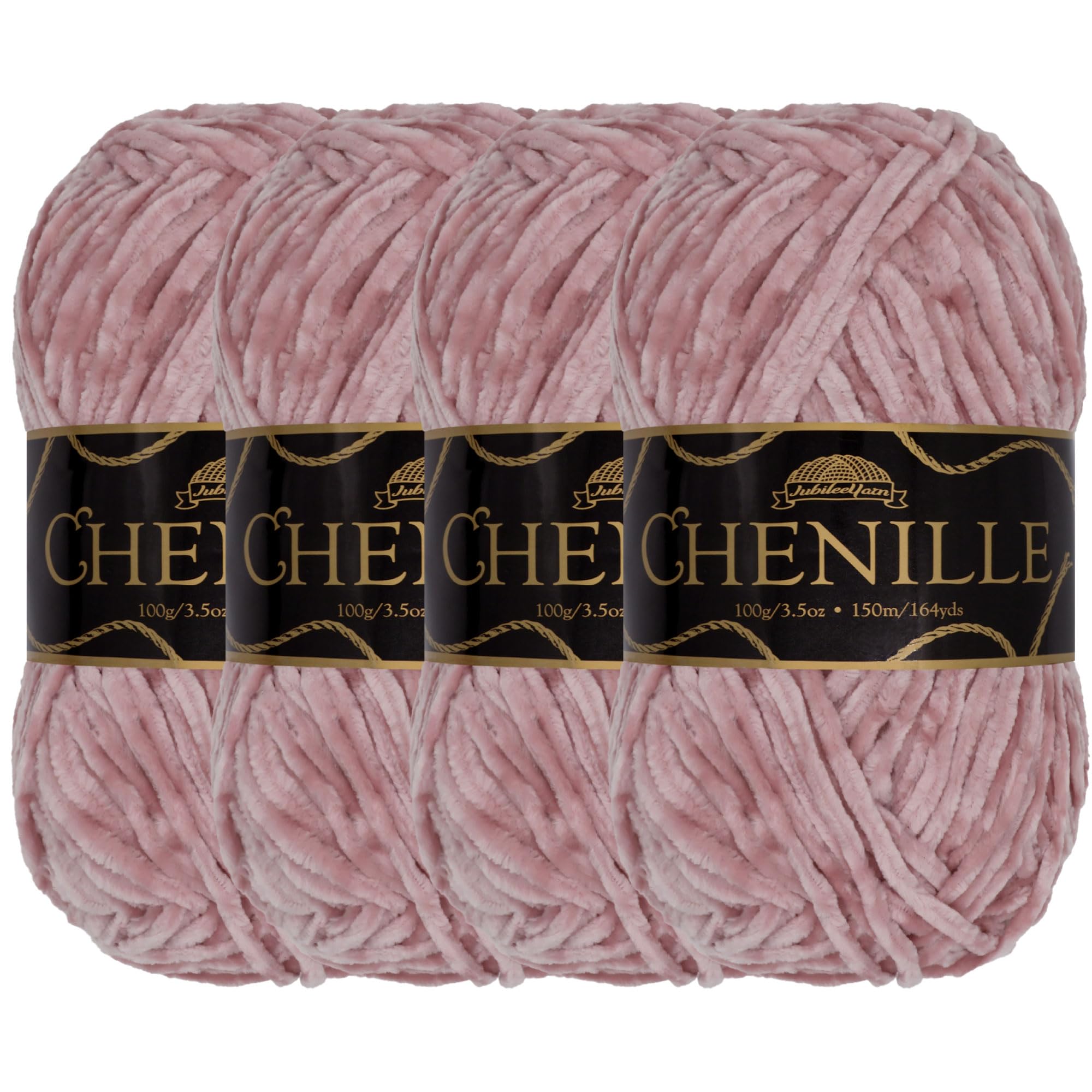 JubileeYarn Chenille Yarn - Worsted Weight - 100g/skein (4 Skeins, 106 Ballet Slipper)