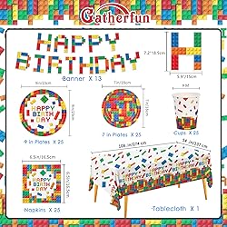 Building Block Party Supplies Paper Plates Napkins