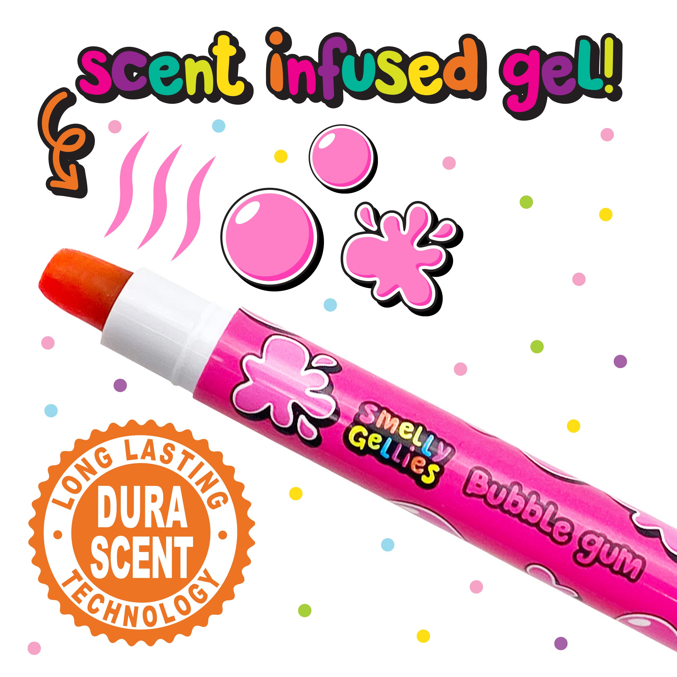 Smelly Gellies - Patented Gourmet Scented Glidewrite Gel Coloring Sticks, Crayons, Highlighters - 5 Count - Gifts for Kids
