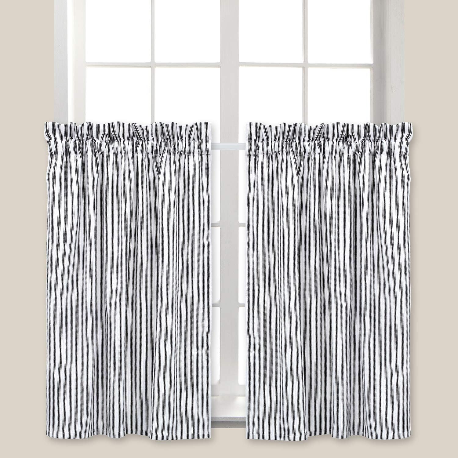 Set of 2 Cackleberry Home Black and White Buffalo Check Cafe Curtains