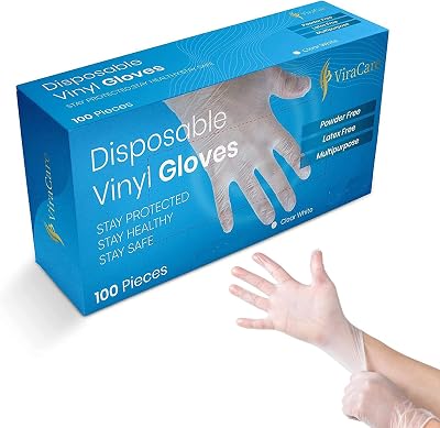 ViraCare 100 x Vinyl Gloves Disposable Medium Powder Free Latex Free