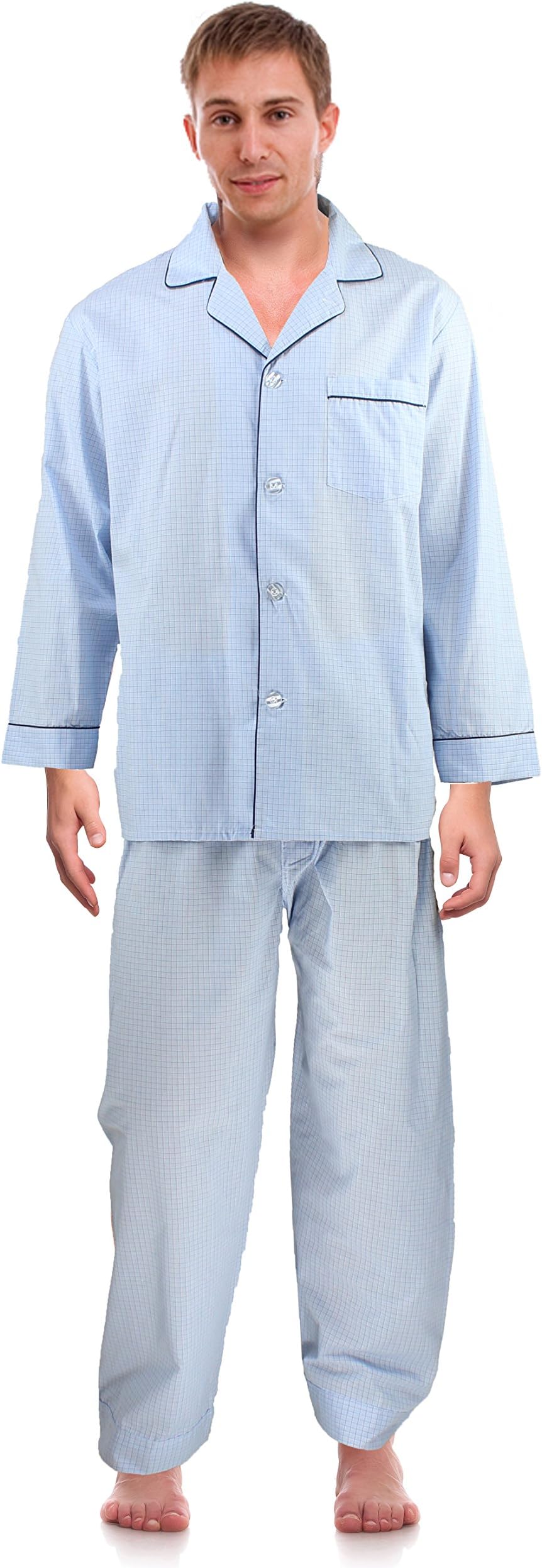 RK Classical Sleepwear Men’s Broadcloth Woven Pajama Set