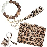 KNGITRYI Wallet Keychain Wristlet for Women,Slim RFID Credit Card Holder Purse Tassel Keychain Bangle Key Ring for Men Women