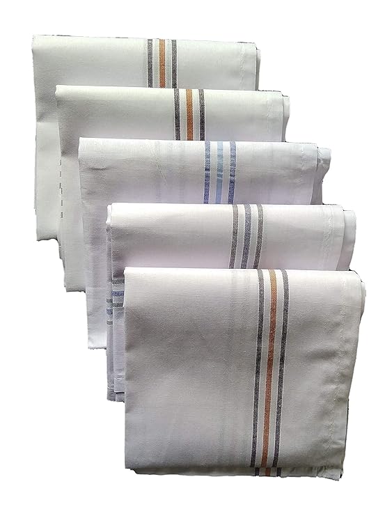 Buy Men's White Stripped Large Size Cotton Handkerchief Pack of 4 at