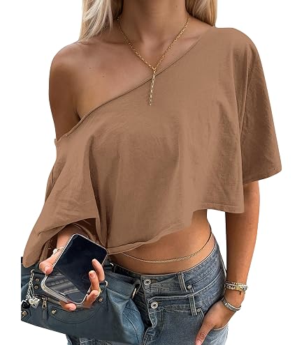 Women's Off Shoulder Flowy Tops Long Sleeve Casual Loose Shirts