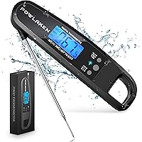 Powlaken Meat Food Thermometer for Grill and Cooking, Instant Read Waterproof Digital Kitchen Thermometer Probe for…