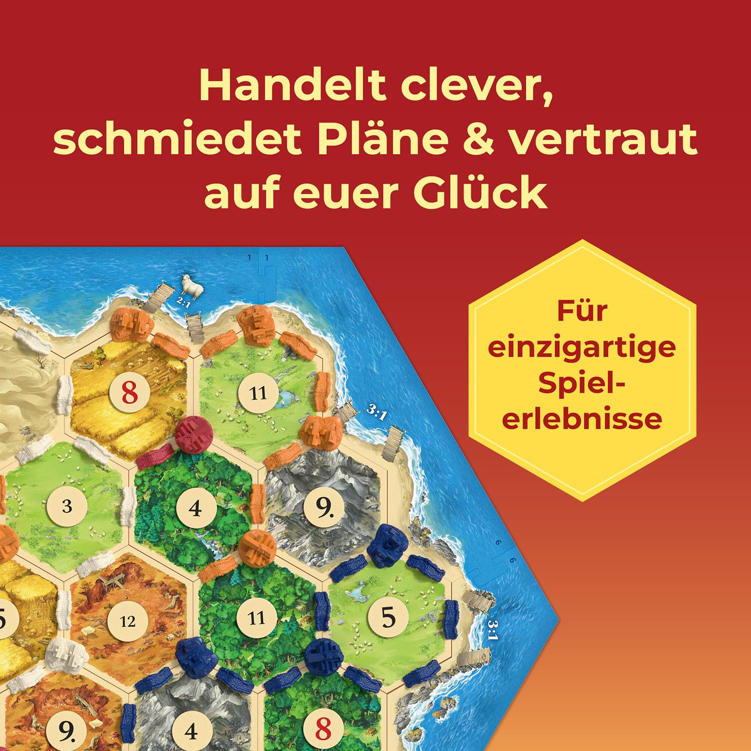 KOSMOS 684655 Catan - Das Spiel, Basisspiel Siedler von Catan, Strategiespiel für 3-4 Personen ab 10 Jahren, Brettspiel-Klassiker, Familienspiel, Gesellschaftsspiel 5