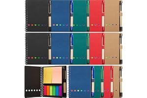 MIMOROU 15 Pack Spiral Notebook Steno Pads Notepad with Pen in Holder Sticky Notes and Page Marker Colored Index Tabs Small Pocket Notebooks for Office School Supplies, 4.7 x 5.9 Inch