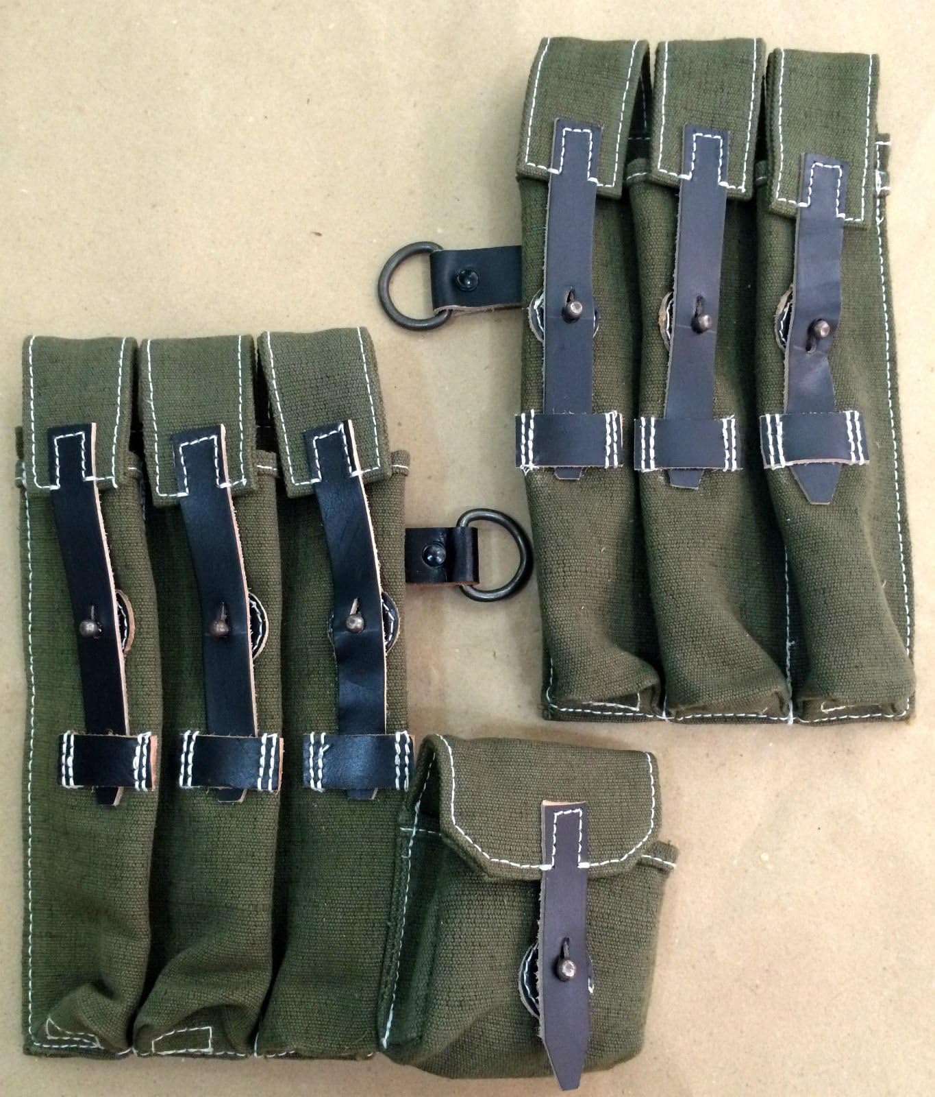 Sunshine Exports WWII German MP38/ MP40 Magazine Pouch Set - Repro. X 5 Units (5 Sets)