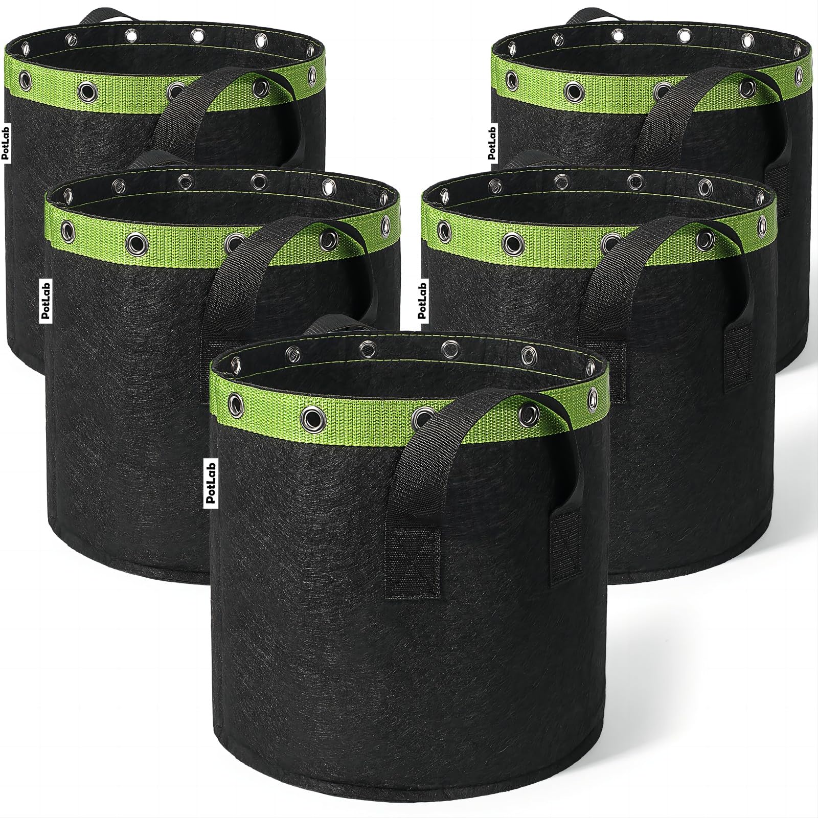 POTLAB 11L (5-Pack) Low Stress Training Grow Bags,3 Gallon(US) Fabric Grow Pots,Fabric Pots with Handles,Garden Bags to Grow Vegetables