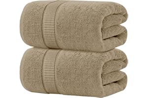 Oakias 600 GSM Bath Sheets 2 Pack Beige 35x70 Bath Towels - 100% Ring Spun Cotton Soft Extra Large Bathroom Towels - Highly Absorbent & Quick Dry Jumbo Towels - Shower Towels for Hotels, Gym & Spa