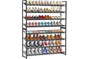 Neycil Large Shoe Rack 8 Tier, Heavy Duty Metal Shoe Organizer Shelf, 4-Tier Stackable Shoe Storage Rack for Closet Front Doo