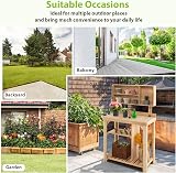 TANGZON Wooden Potting Table with Compartments & Shelves, 80x42x136cm view 7