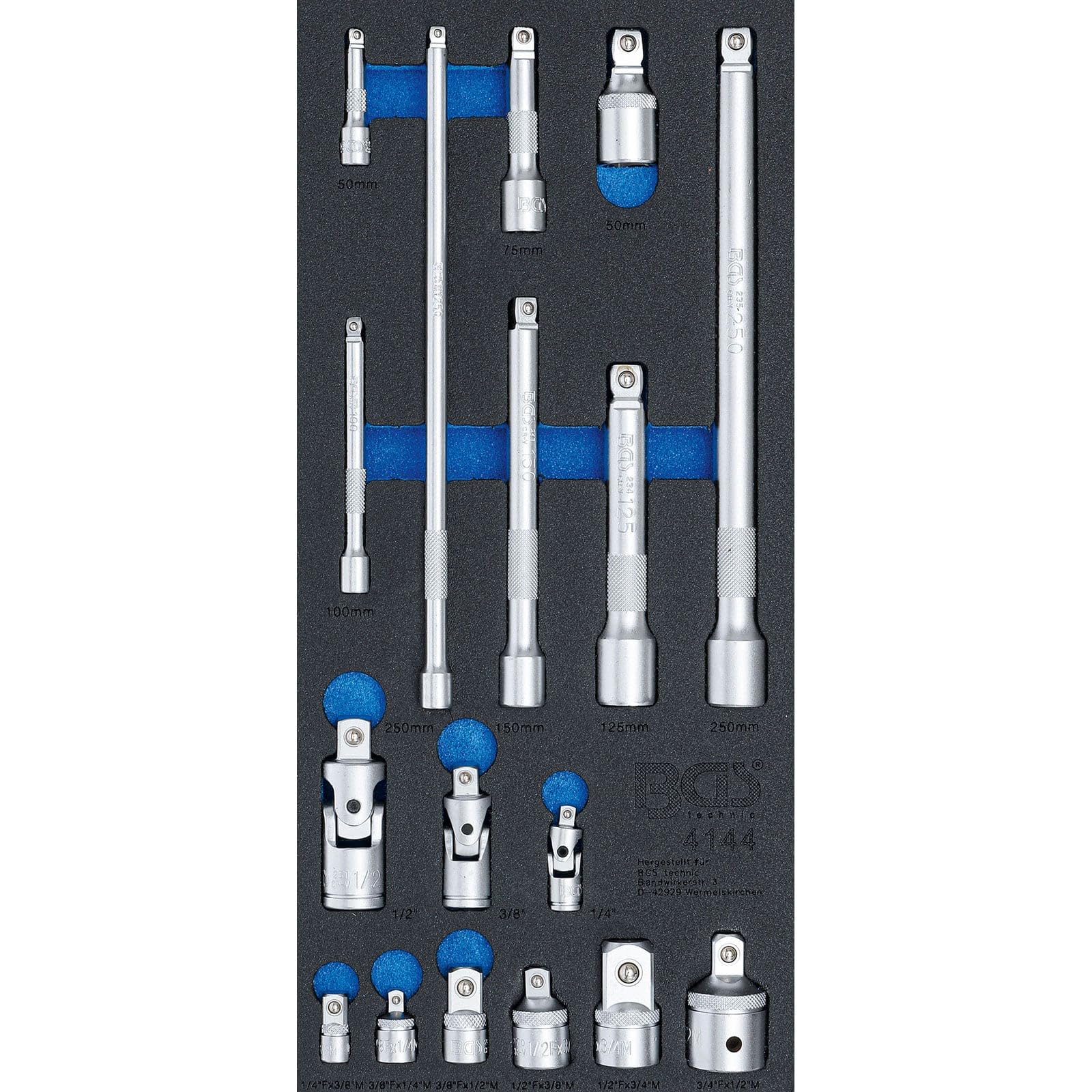 BGS 4144 | Tool Tray 1/3: Extension Bar, Adaptor and Joint Set | 17 pcs.