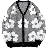 SHENHE Men's Skeleton Pattern Cardigan Sweaters Long Sleeve Unisex Outwear Knitted Coats