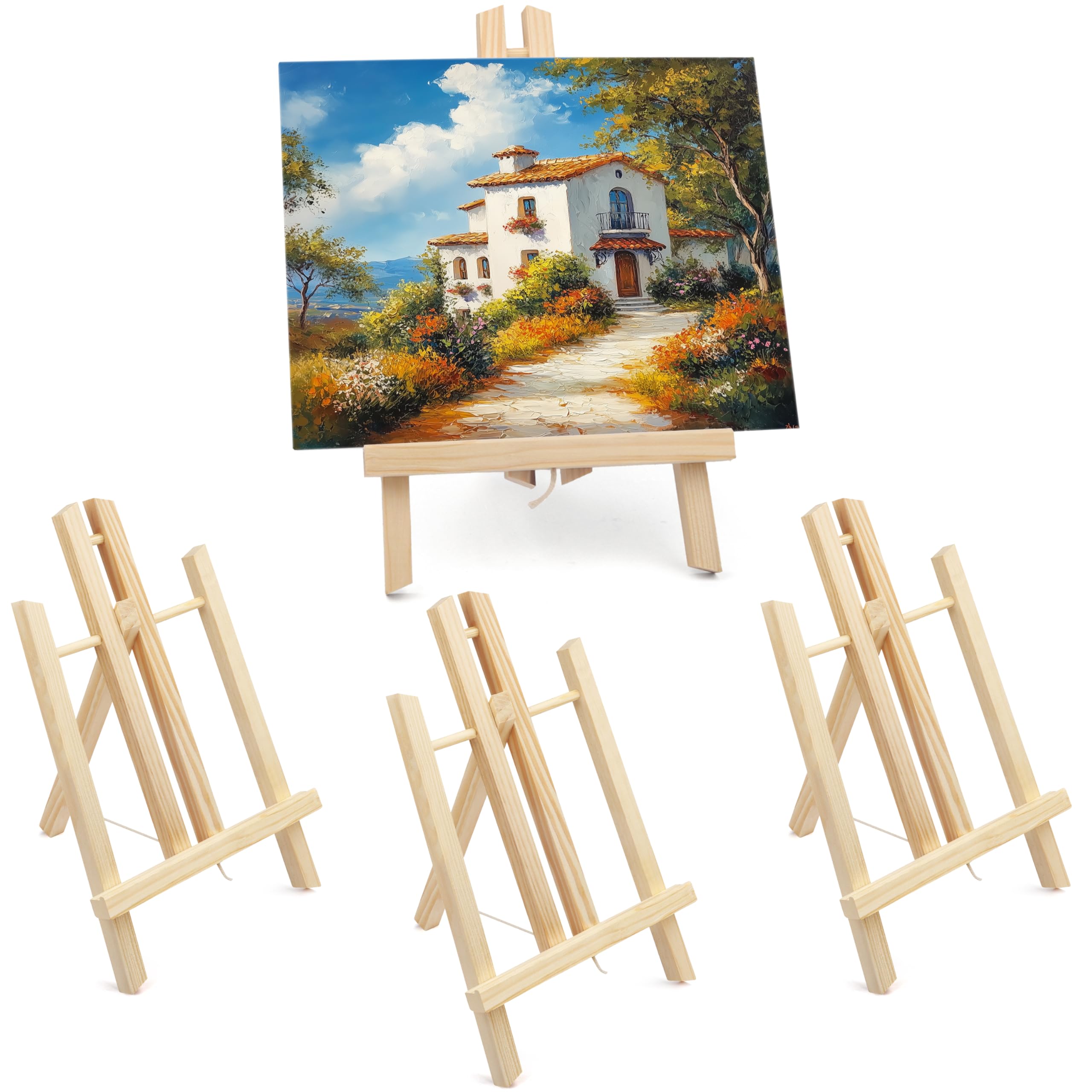Belle Vous Mini Easel Stands for Painting - Small Table Top Easel Set - Painting Easel for Adults/Mini Canvas Holder - Wooden Easel Canvas Stands - Arts & Crafts Artist Easel Set