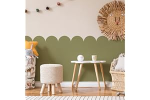 Fuutreo 6 Pcs 15.7 ft Vinyl Sticky Scallop Stencil for Wall Removable Scallop Edge Paint Border Self Adhesive Wall Stencil for Home Bedroom Living Room Nursery Bohemia DIY Painting Decor