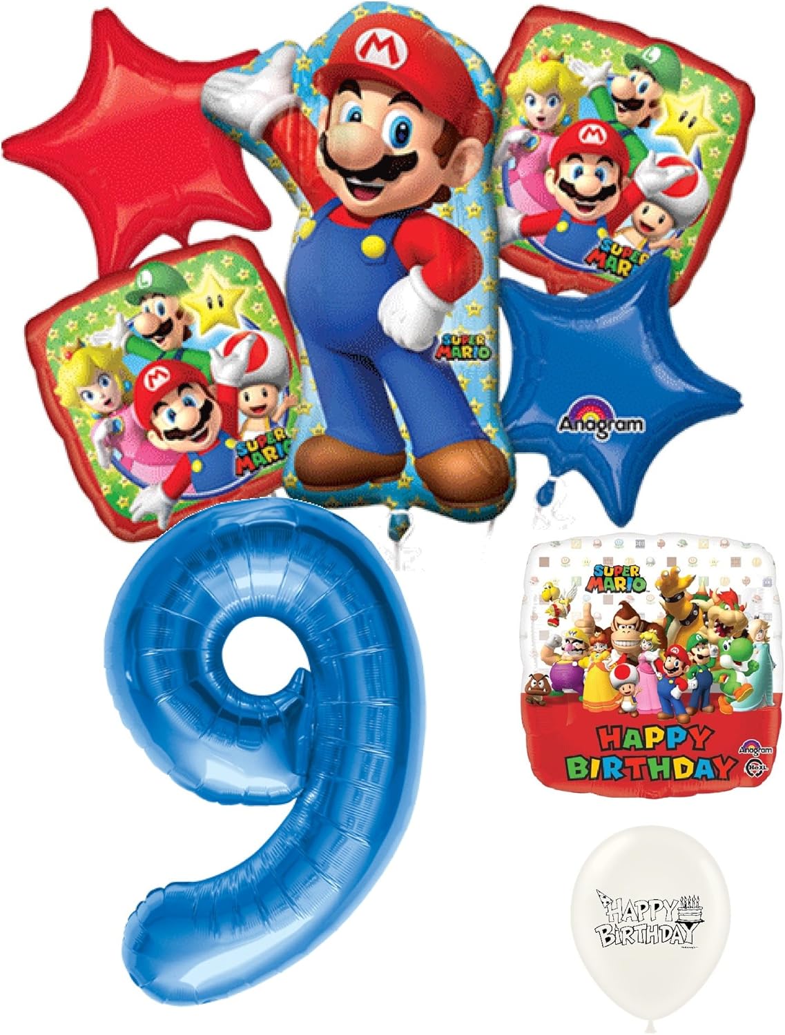 Amazon Com 9th Birthday Blue Number Mario Brothers Party