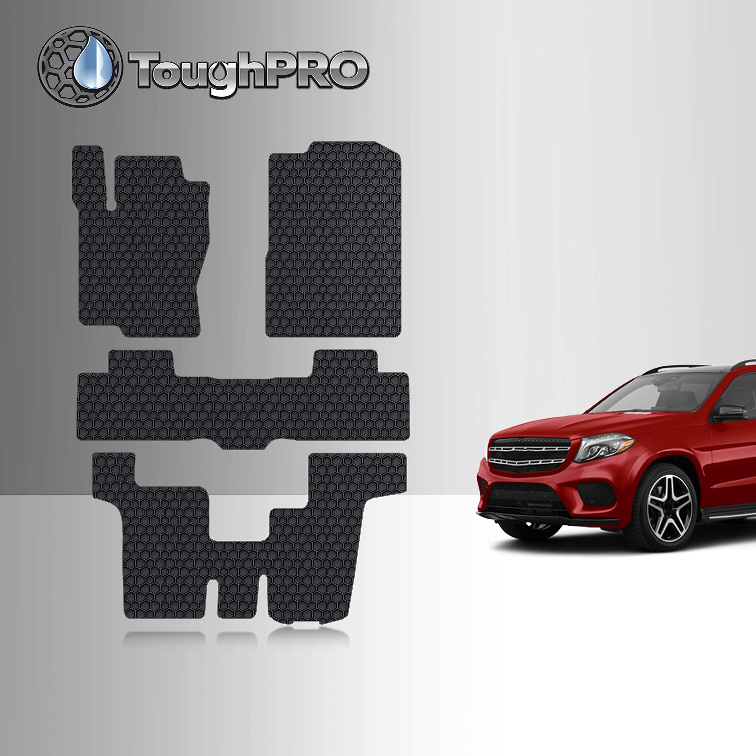 TOUGHPRO Floor Mat Accessories 1st + 2nd + 3rd Row Compatible with Mercedes-Benz GL550 - All Weather - Heavy Duty - (Made in USA) - Black Rubber - 2013, 2014, 2015, 2016