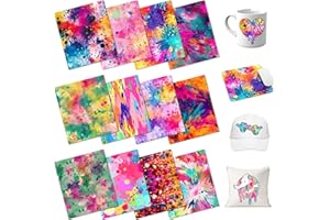 HTVSTD Paint Splatter Sublimation Ink Transfer Sheets-15pcs 12'' x 10''Watercolor Patterned Sublimation Transfer Paper for Mu