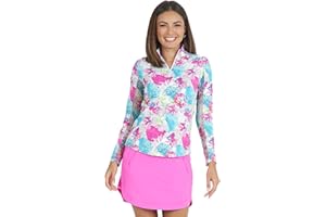 IBKUL Women’s Sun Protective UPF50+ Icefil Cooling Paddy Print Long Sleeve Mock Neck Top – 10757