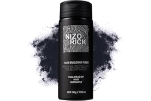 NIZORICK Hair Fiber Black 30g, Conceals Hair Loss in Seconds, Hair Fibers for Thinning Hair & Bald Spots, Thicker Look, Long 