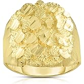 Floreo 10k Yellow Gold 24mm Round Nugget Ring, Sizes 6-13