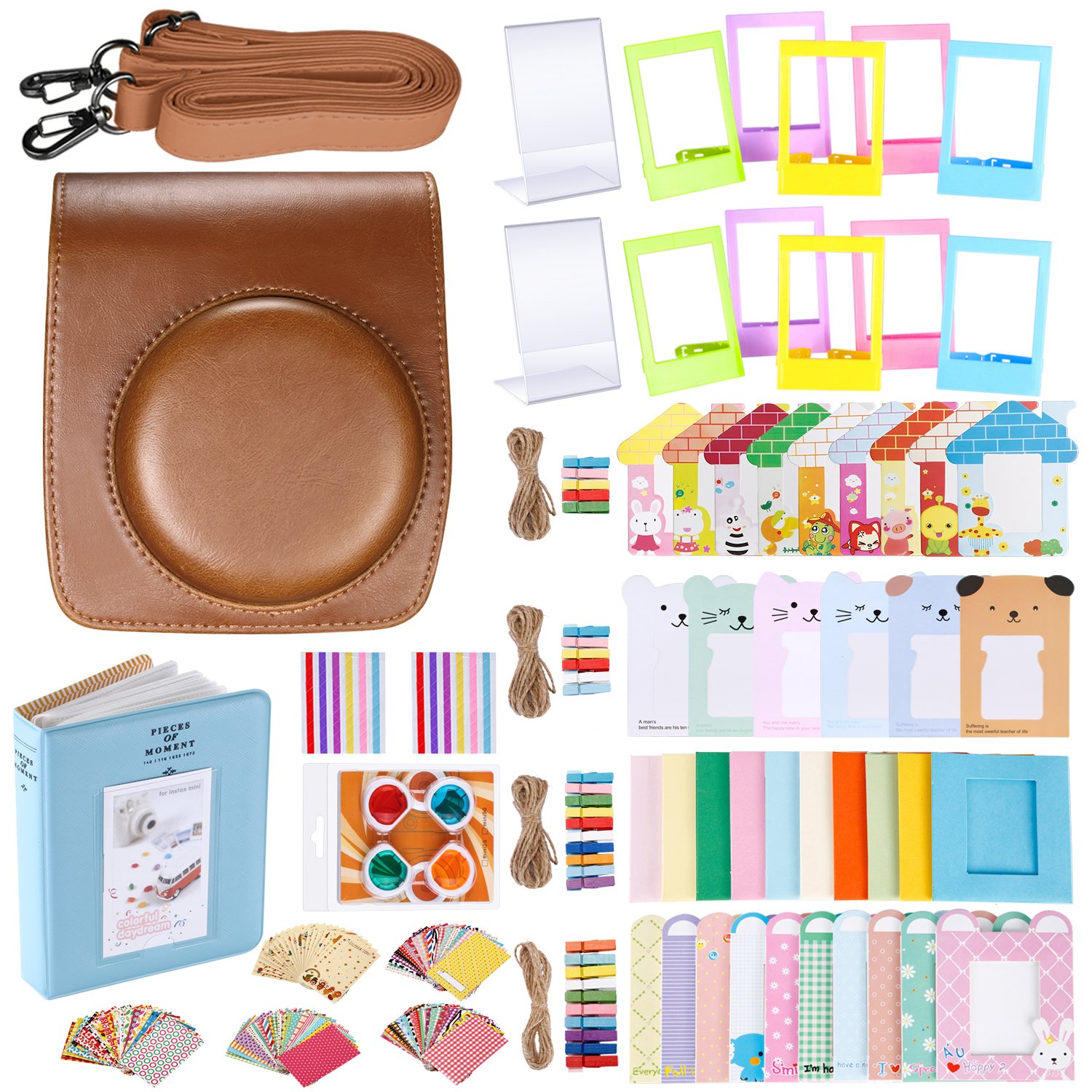 Neewer 56-in-1 Accessory for Fujifilm Instax Mini 90 Includes Camera Case with Adjustable Strap Various Frames Book Album Close-up Corner Stickers Photo Instant Films Stickers