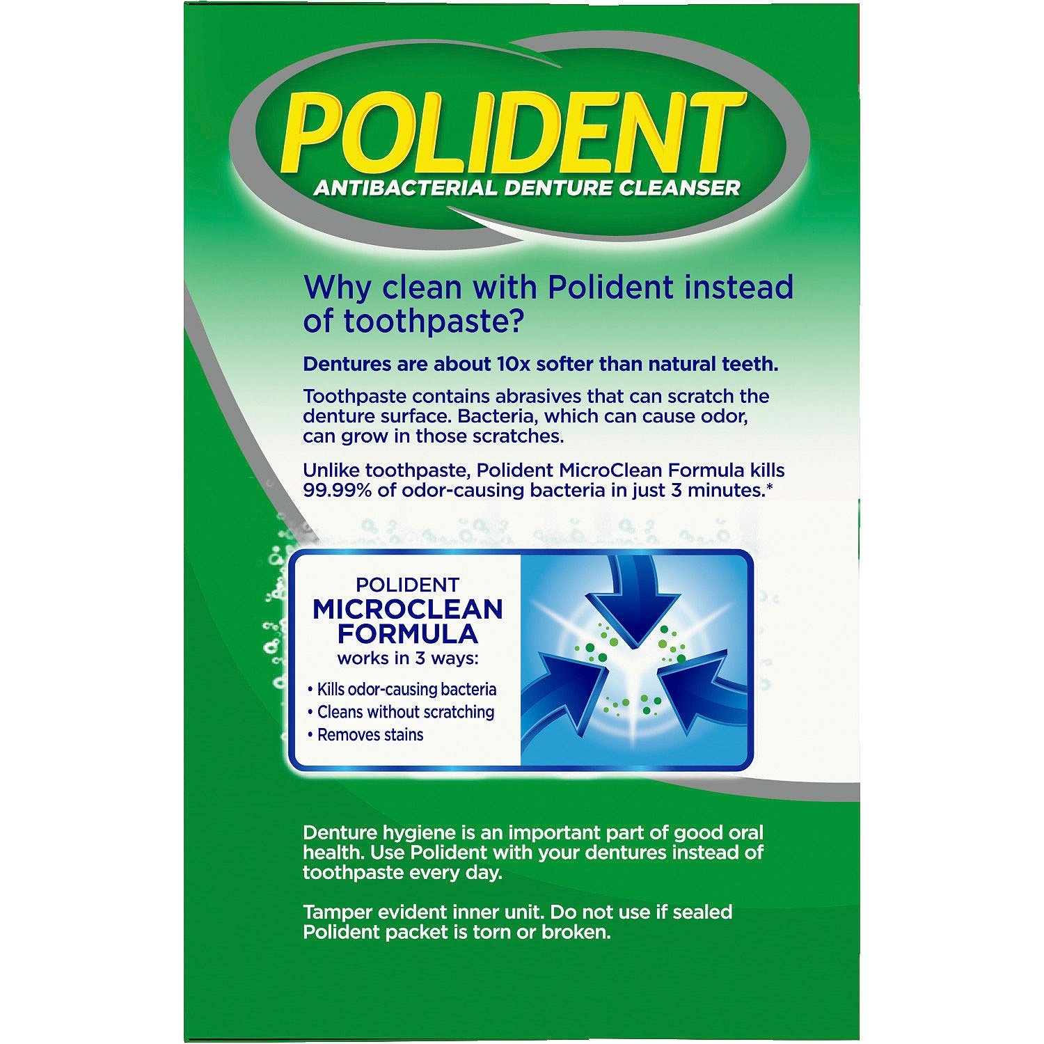 Polident 3 Minute, Antibacterial Denture Cleanser 120 ea (Pack of 2) : Beauty