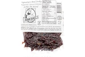 Carmichael’s Signature Beef Jerky (Peppered) 80g - Made in Canada – Premium Eye of Round Beef – High Protein, No Seed Oils, L