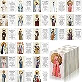 Motiskyy 120 Pcs Valentines Catholic Gifts Watercolor Spanish Catholic Prayer Card with Saint and Prayers Holy Prayer Card Bookmark Bulk Easter Inspirational Religious Christian Gift for Women Men