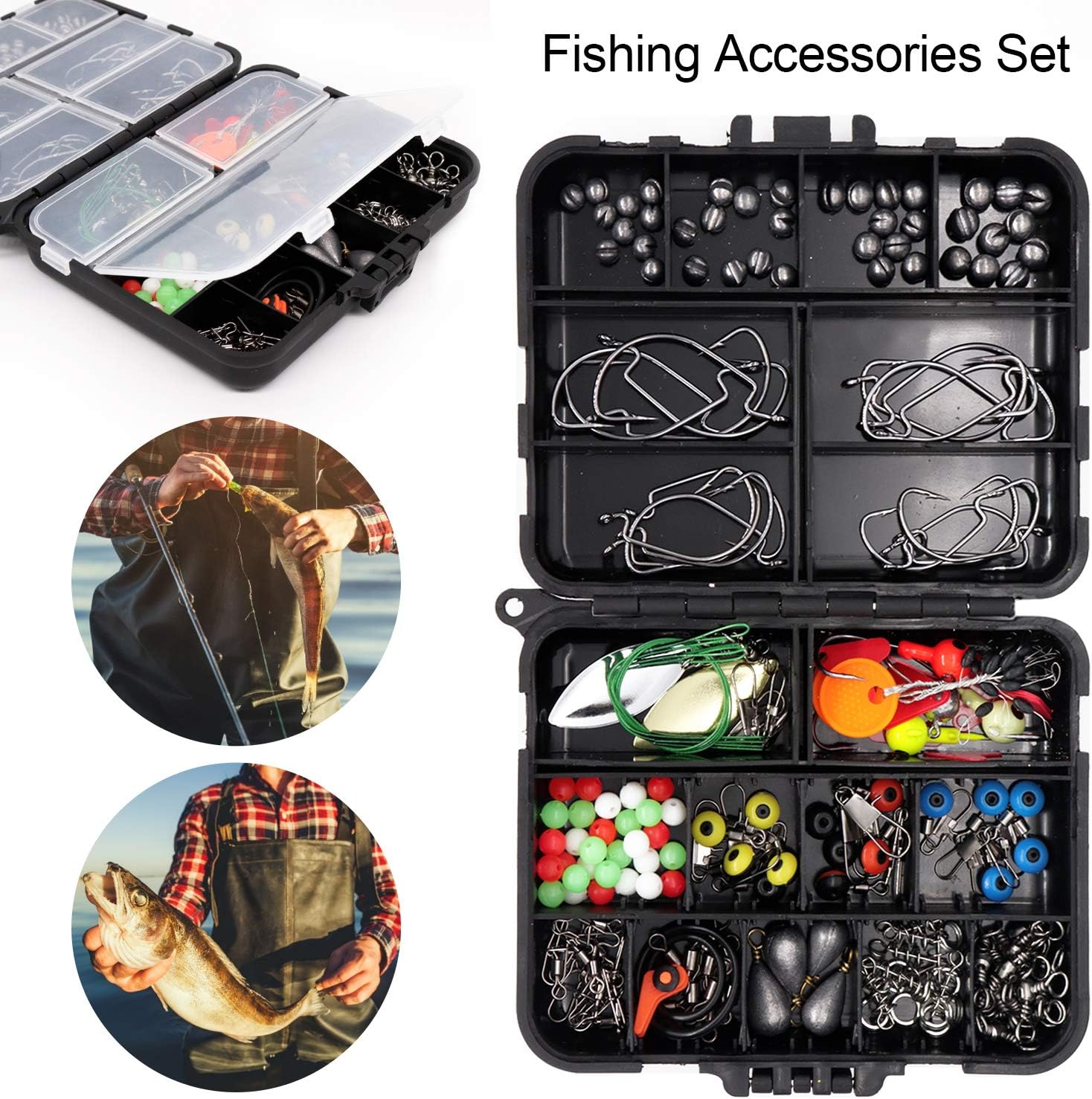 Fishing Accessories Kit【188PCS】 Set with Tackle Box, Including Pliers, Jig Hooks, Bullet Bass Casting, Swivels Snaps, Sinker Sliders, Line Beads, Sinker Weights, Split Rings, Fishing Leaders. : Sports & Outdoors