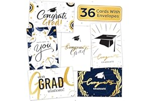 Joyousa Graduation Cards 2024 Pack - 36 Pack Gold Foil and Envelopes - Bulk Graduation 2024 Party Supplies - Grad Gift Greeting Cards - Graduation Cards Bulk College & High School